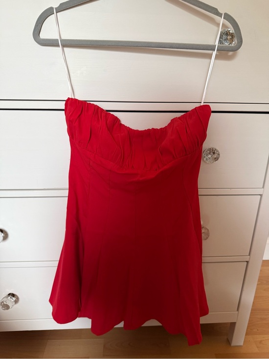 Hello Molly Dresses & Skirts - BRAND NEW WITH TAGS ON NEVER WORN Red Strapless Ruching Detail Mini Dress